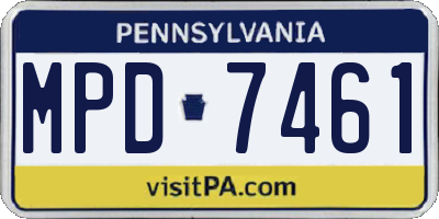 PA license plate MPD7461