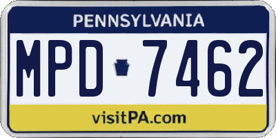 PA license plate MPD7462