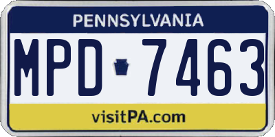 PA license plate MPD7463