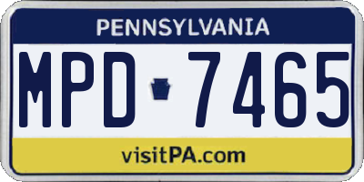 PA license plate MPD7465