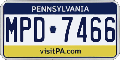 PA license plate MPD7466