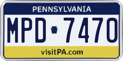 PA license plate MPD7470