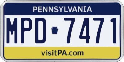 PA license plate MPD7471