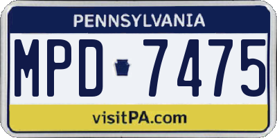 PA license plate MPD7475
