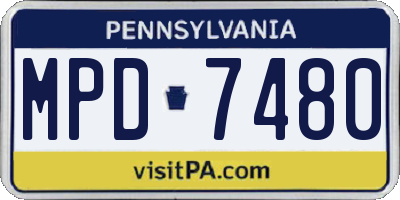 PA license plate MPD7480