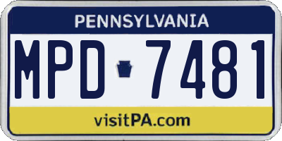 PA license plate MPD7481
