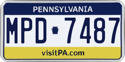 PA license plate MPD7487