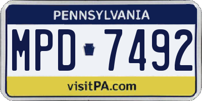 PA license plate MPD7492