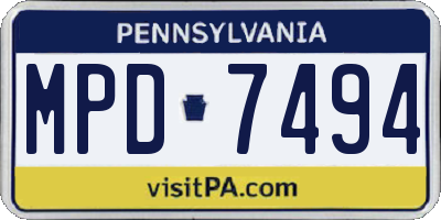 PA license plate MPD7494