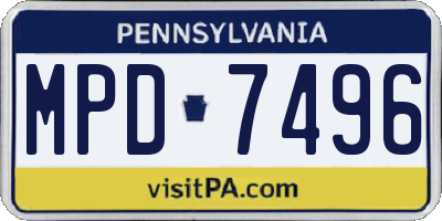 PA license plate MPD7496