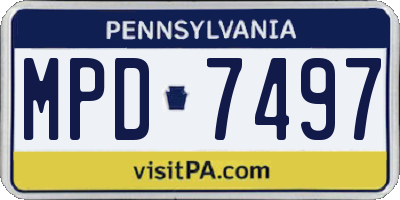 PA license plate MPD7497