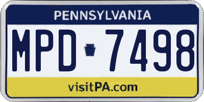 PA license plate MPD7498