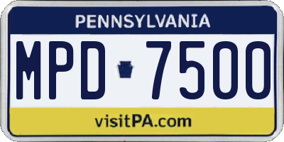 PA license plate MPD7500