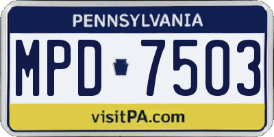PA license plate MPD7503