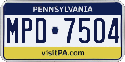 PA license plate MPD7504