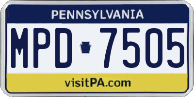PA license plate MPD7505