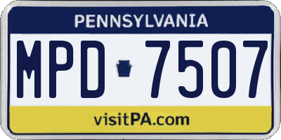 PA license plate MPD7507
