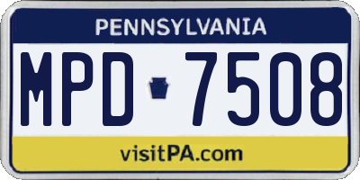 PA license plate MPD7508