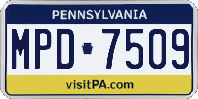 PA license plate MPD7509