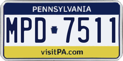 PA license plate MPD7511