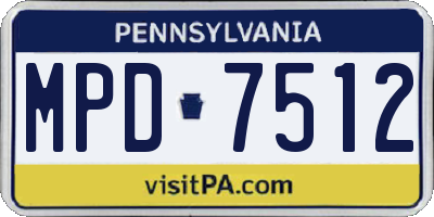 PA license plate MPD7512