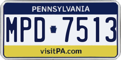 PA license plate MPD7513