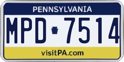 PA license plate MPD7514