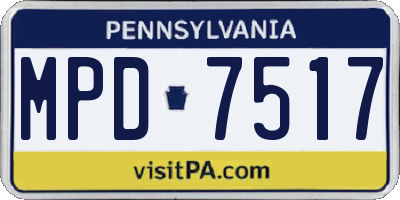 PA license plate MPD7517