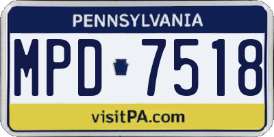 PA license plate MPD7518