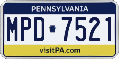 PA license plate MPD7521