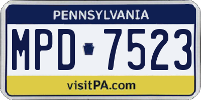 PA license plate MPD7523