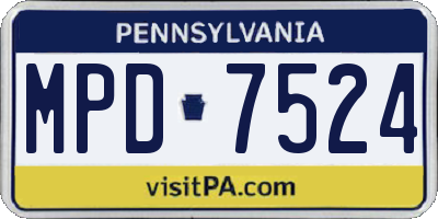 PA license plate MPD7524