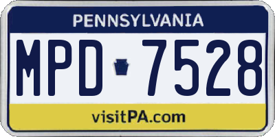 PA license plate MPD7528
