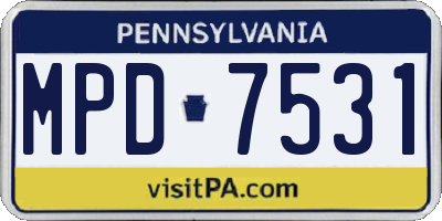 PA license plate MPD7531