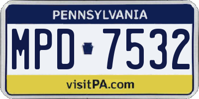 PA license plate MPD7532