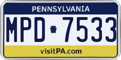 PA license plate MPD7533