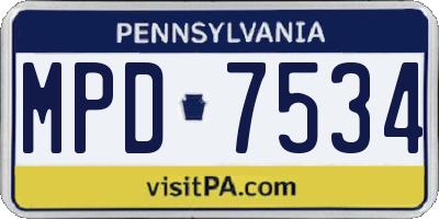 PA license plate MPD7534
