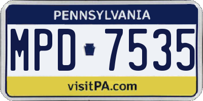 PA license plate MPD7535