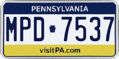 PA license plate MPD7537