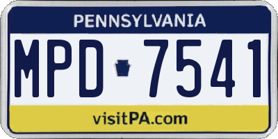 PA license plate MPD7541
