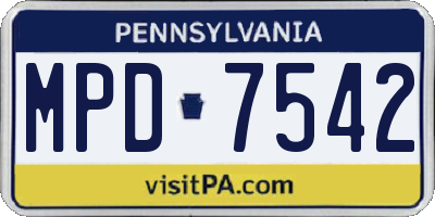 PA license plate MPD7542