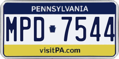 PA license plate MPD7544