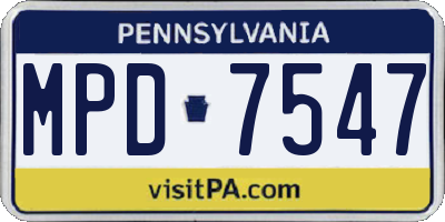 PA license plate MPD7547