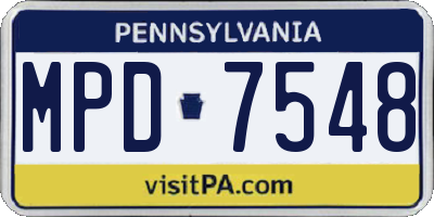 PA license plate MPD7548