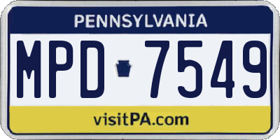 PA license plate MPD7549