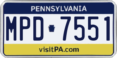 PA license plate MPD7551
