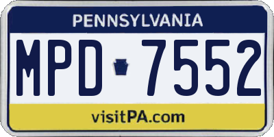 PA license plate MPD7552
