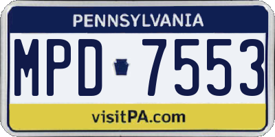 PA license plate MPD7553
