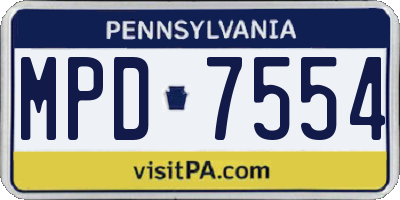PA license plate MPD7554