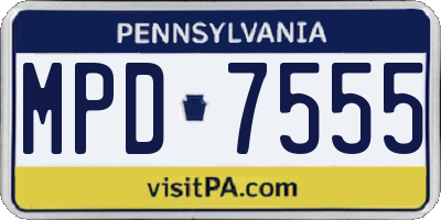 PA license plate MPD7555